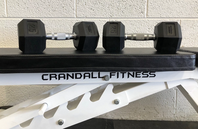 Crandall Fitness Rubber Coated Hex Dumbbells (1-100 lbs)
